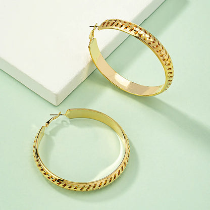 Exaggerated Circle Alloy Plating Women's Hoop Earrings 1 Pair