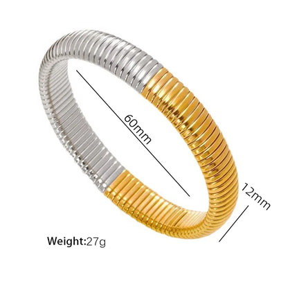 Exaggerated Classic Style Circle 304 Stainless Steel 18K Gold Plated Wide Bracelet Bangle In Bulk