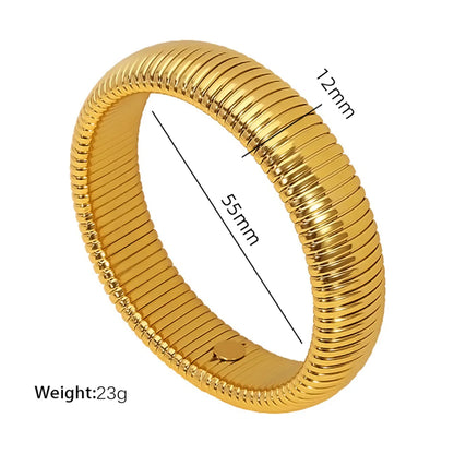 Exaggerated Classic Style Circle 304 Stainless Steel 18K Gold Plated Wide Bracelet Bangle In Bulk