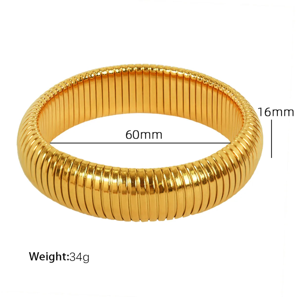 Exaggerated Classic Style Circle 304 Stainless Steel 18K Gold Plated Wide Bracelet Bangle In Bulk