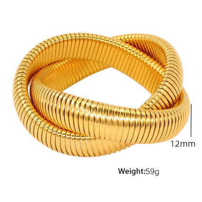 Exaggerated Classic Style Circle 304 Stainless Steel 18K Gold Plated Wide Bracelet Bangle In Bulk