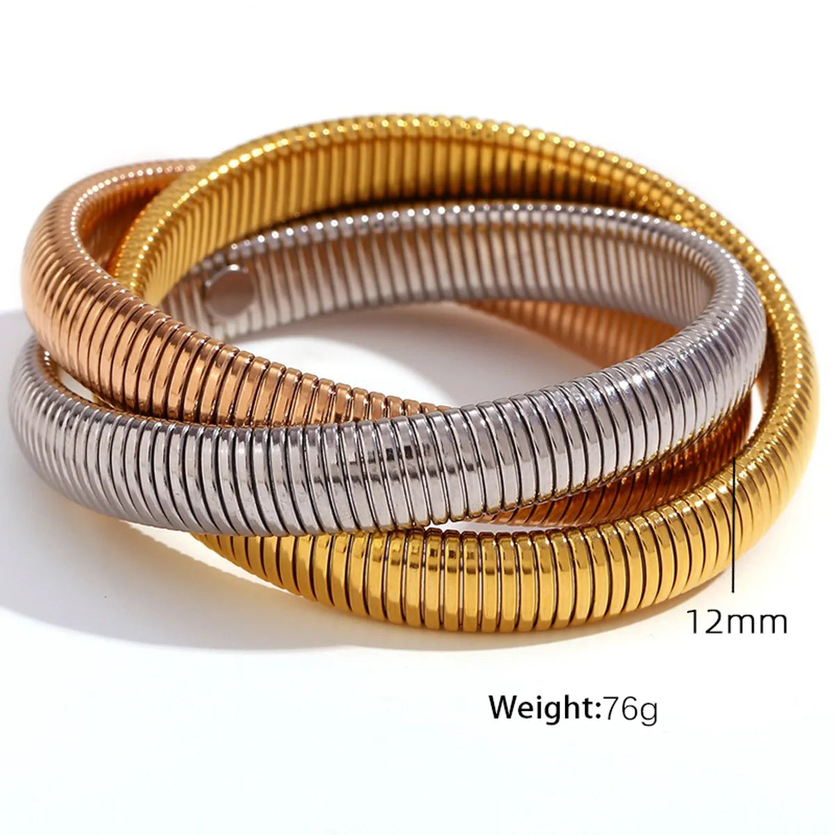 Exaggerated Classic Style Circle 304 Stainless Steel 18K Gold Plated Wide Bracelet Bangle In Bulk