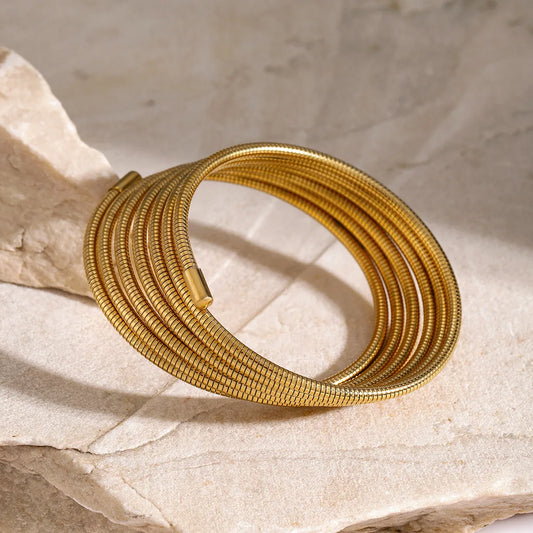 Exaggerated Classic Style Geometric Solid Color 304 Stainless Steel 16K Gold Plated Bangle In Bulk