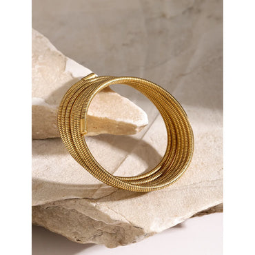 Exaggerated Classic Style Geometric Solid Color 304 Stainless Steel 16K Gold Plated Bangle In Bulk