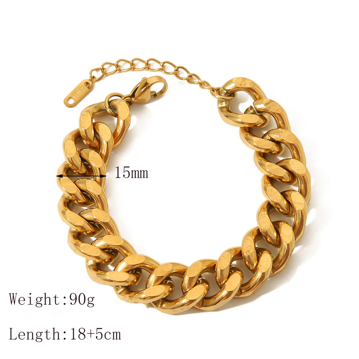 Exaggerated Classic Style Solid Color 304 Stainless Steel 18K Gold Plated Bracelets In Bulk