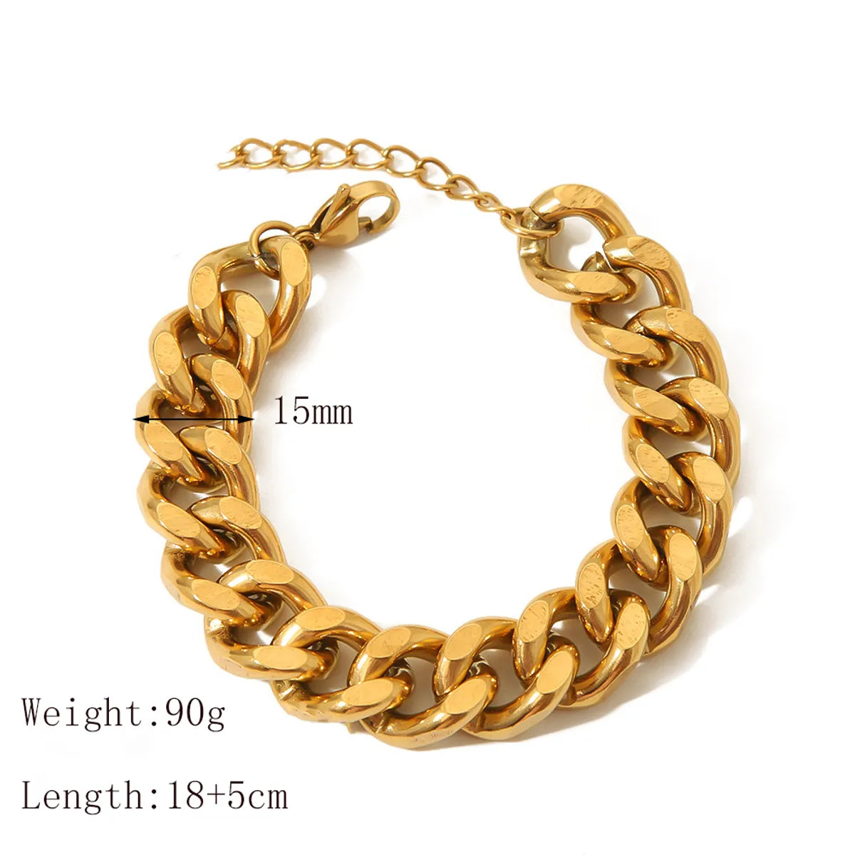 Exaggerated Classic Style Solid Color 304 Stainless Steel 18K Gold Plated Bracelets In Bulk