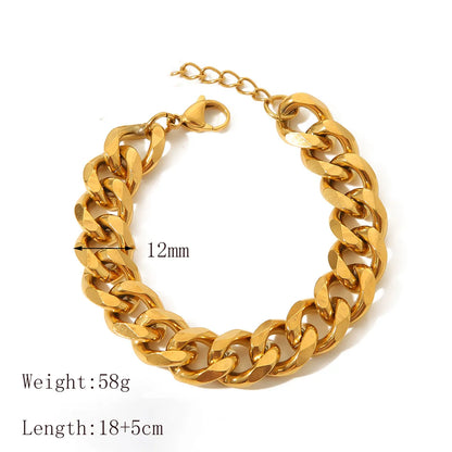 Exaggerated Classic Style Solid Color 304 Stainless Steel 18K Gold Plated Bracelets In Bulk