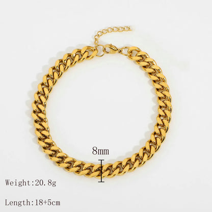 Exaggerated Classic Style Solid Color 304 Stainless Steel 18K Gold Plated Bracelets In Bulk