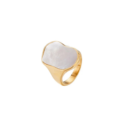 304 Stainless Steel 18K Gold Plated Exaggerated Plating Color Block Shell Rings