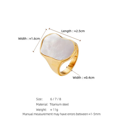 304 Stainless Steel 18K Gold Plated Exaggerated Plating Color Block Shell Rings