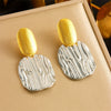 Exaggerated Colormatching Titanium Steel Earrings With Geometric Oval Ginkgo Leaf Design Electroplated Cold Style For Women