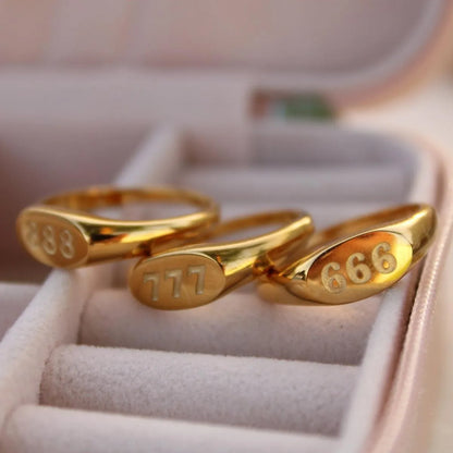 Exaggerated Commute Letter Stainless Steel 18k Gold Plated Rings In Bulk