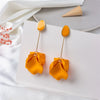 Exaggerated Creative Acrylic Rose Petal Earrings Alloy Electroplated