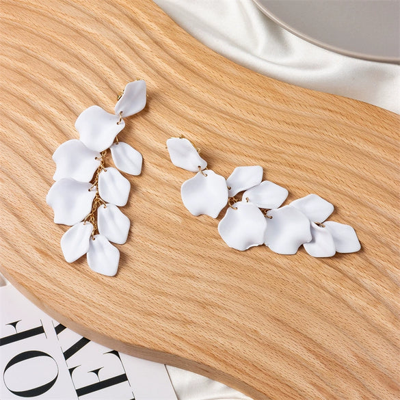 Exaggerated Creative Acrylic Rose Petal Earrings Alloy Electroplated