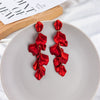 Exaggerated Creative Acrylic Rose Petal Earrings Alloy Electroplated