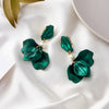 Exaggerated Creative Acrylic Rose Petal Earrings Alloy Electroplated