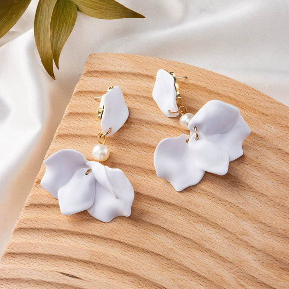 Exaggerated Creative Acrylic Rose Petal Earrings Alloy Electroplated