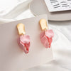 Exaggerated Creative Acrylic Rose Petal Earrings Alloy Electroplated