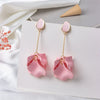 Exaggerated Creative Acrylic Rose Petal Earrings Alloy Electroplated