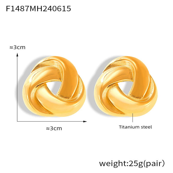 Exaggerated Creative Distorted Triangle 316L Stainless Steel Geometric Goldplated Earrings