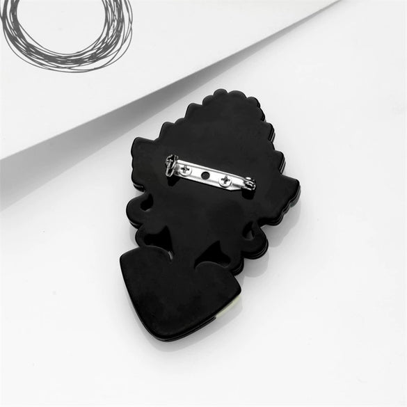 Exaggerated Creative Funny Snake Hair Witch Abstract Cartoon Acrylic Printing Jewelry Decorative Brooch For Women