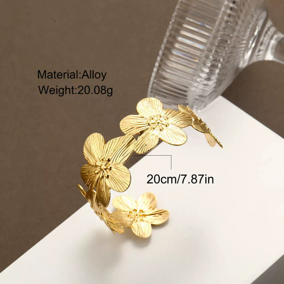 Exaggerated Creative Geometric Flower Opening Iron Gold Mosaic Bracelet For Women With Electroplating