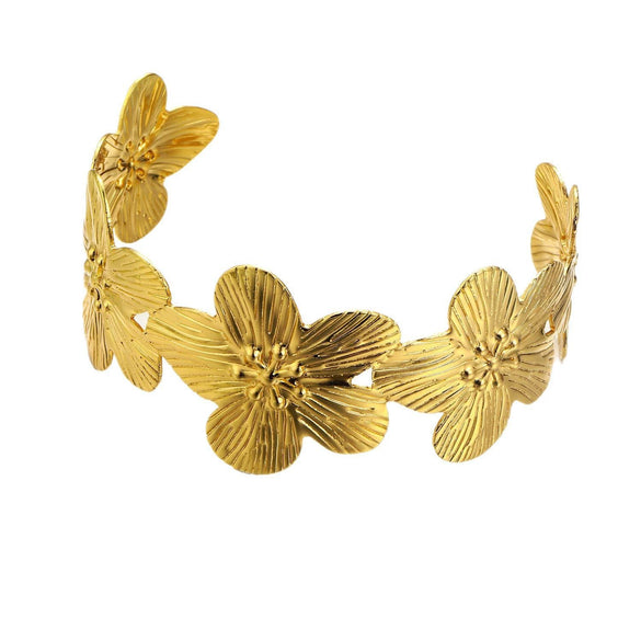 Exaggerated Creative Geometric Flower Opening Iron Gold Mosaic Bracelet For Women With Electroplating