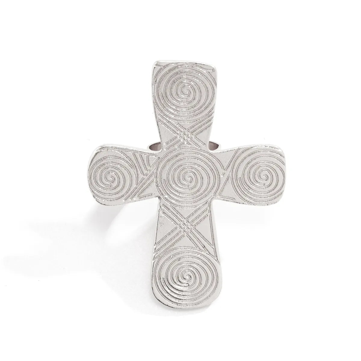 Exaggerated Cross Alloy Plating Women's Open Rings