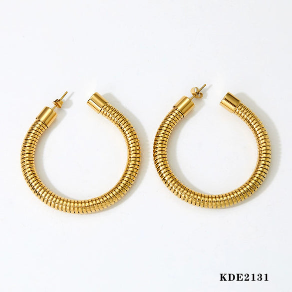 Exaggerated Cshaped Goose Throat Chain Earrings Stainless Steel Geometric Style For Women