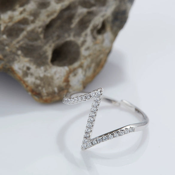 Exaggerated Design Luxury Zircon S925 Sterling Silver Geometric Open Ring For All Gender
