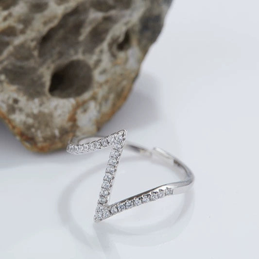 Exaggerated Design Luxury Zircon S925 Sterling Silver Geometric Open Ring For All Gender