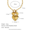 Exaggerated Design Sense Stainless Steel 18K Gold Plated Heart Shape Ring Pendant Necklace For Women With Electroplating