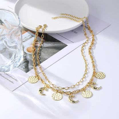 Exaggerated Devil'S Eye Moon Waves Artificial Pearls Rhinestones Alloy Wholesale Necklace