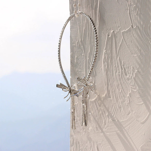 Exaggerated Diamond Bow Tassel Hair Band Retro Style Alloy Hair Accessories