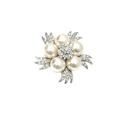 Exaggerated Diamond-Studded Pearl Flower Ring Fashion Retro New Light Luxury Open Ring