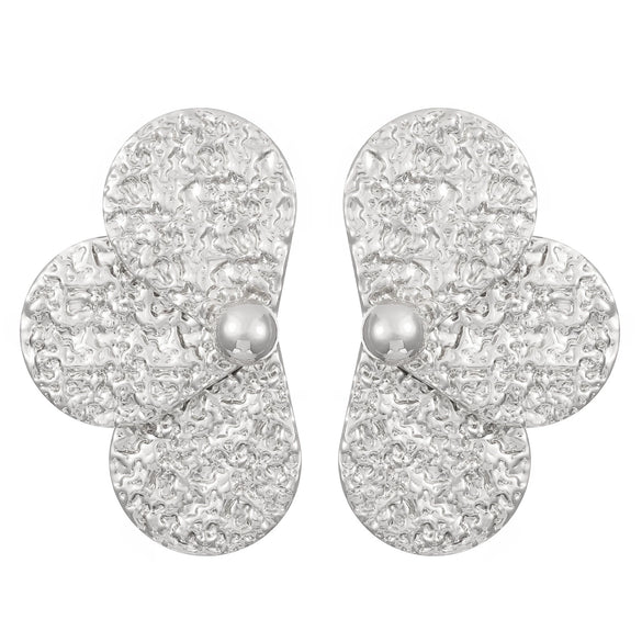 Exaggerated Distinctive Women's Metal Earrings With Irregular Fold Texture And Geometric Design Electroplated