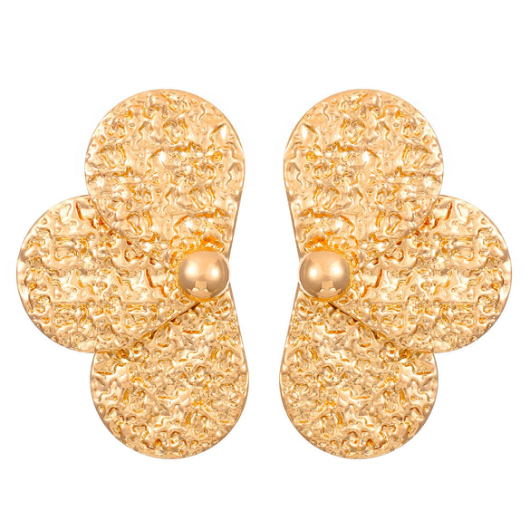 Exaggerated Distinctive Women's Metal Earrings With Irregular Fold Texture And Geometric Design Electroplated