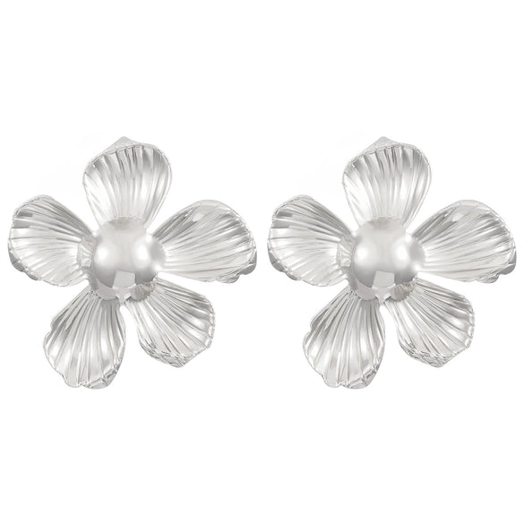 Exaggerated Distinctive Women's Metal Earrings With Irregular Fold Texture And Geometric Design Electroplated