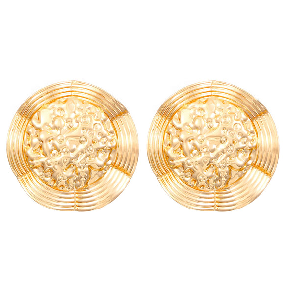 Exaggerated Distinctive Women's Metal Earrings With Irregular Fold Texture And Geometric Design Electroplated