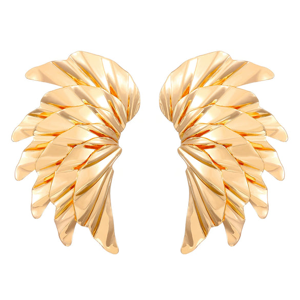 Exaggerated Distinctive Women's Metal Earrings With Irregular Fold Texture And Geometric Design Electroplated