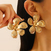 Exaggerated Distinctive Women's Metal Earrings With Irregular Fold Texture And Geometric Design Electroplated