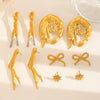 Exaggerated Distinctive Women's Stainless Steel Earrings With Shrimp Leg Sun Bow Design Electroplated