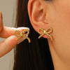 Exaggerated Distinctive Women's Stainless Steel Earrings With Shrimp Leg Sun Bow Design Electroplated