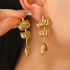 Exaggerated Distinctive Women's Stainless Steel Earrings With Shrimp Leg Sun Bow Design Electroplated