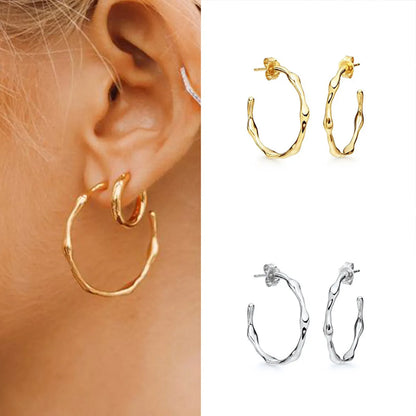 Exaggerated Earrings Female European And American Ins Irregular Retro Gold-Plated Smooth Earrings