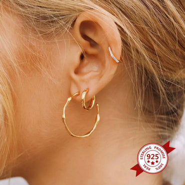 Exaggerated Earrings Female European And American Ins Irregular Retro Gold-Plated Smooth Earrings