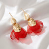 Exaggerated Electroplated Alloy Flower Earrings With Mesh Splicing And Petal Design For Women Wholesale