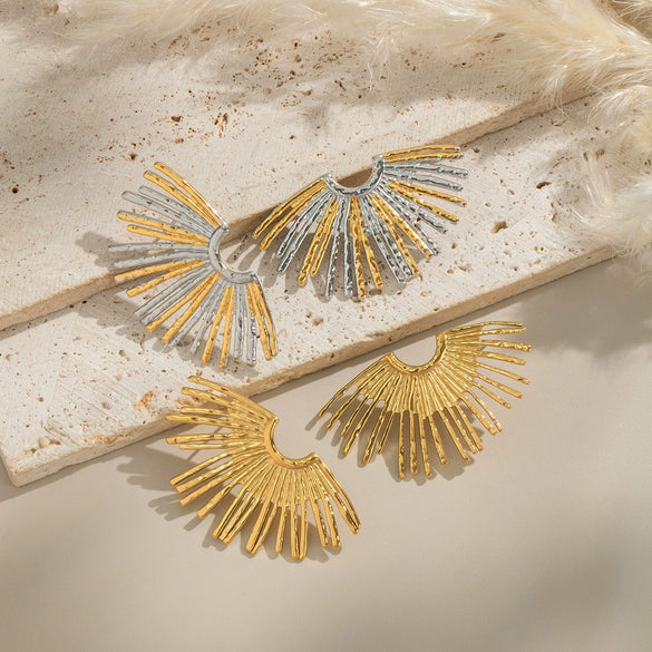 Exaggerated Everyday Versatile Geometric Stud Earrings For Women Stainless Steel Electroplated