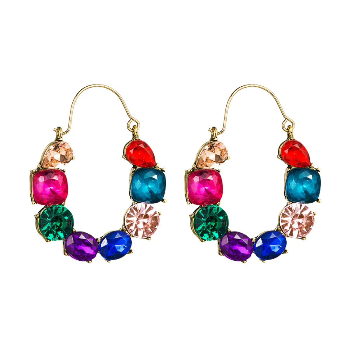 Exaggerated Fashion Alloy Diamond-studded Color Acrylic Earrings Wholesale