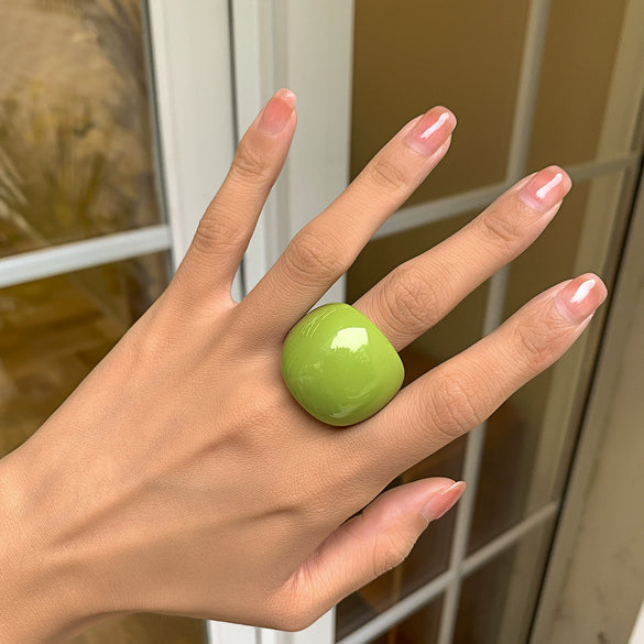 Exaggerated Fashion Candy Color Acrylic Geometric Ring Jewelry For Women